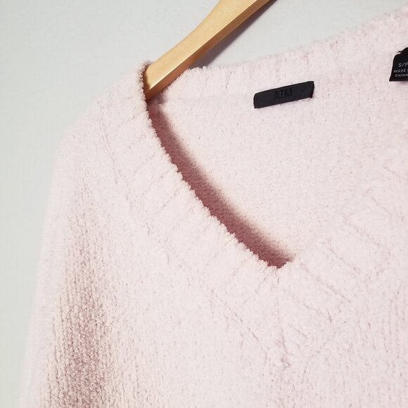 ATM Anthony Thomas Melillo Chenille V Neck Sweater Size S Light Pale Pink $350 - Picture 15 of 16